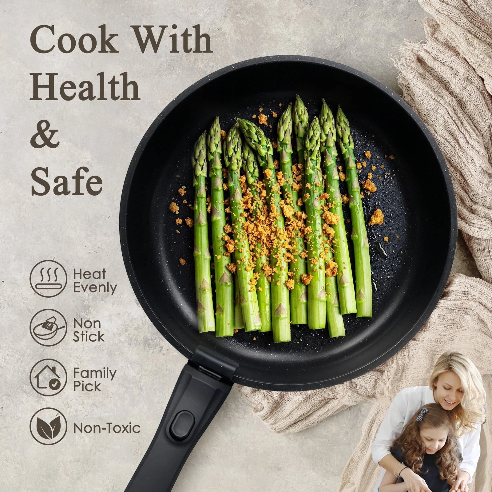 Pots and Pans Set, 6 Pcs Nonstick Pots and Pans with Removable Handle, Space-Saving Cookware Set for RV & Camping, Dishwasher and Oven Safe, Black