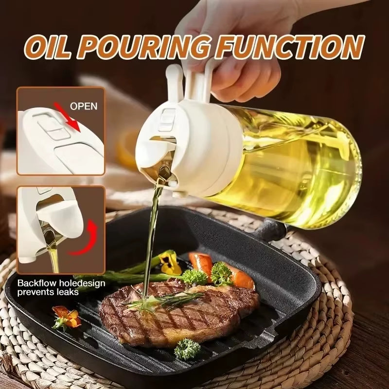 Multifunctional Oil Bottle 2-In-1 Sprayer Cooking Barbecue Oil Dispenser Baking Kitchen Cooking Oil Storage Tank