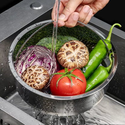 Stainless Steel Food Steamer Basket with Silicone Handle Rice Pressure Cooker Steaming Grid Drain Drainer Cooking Utensils