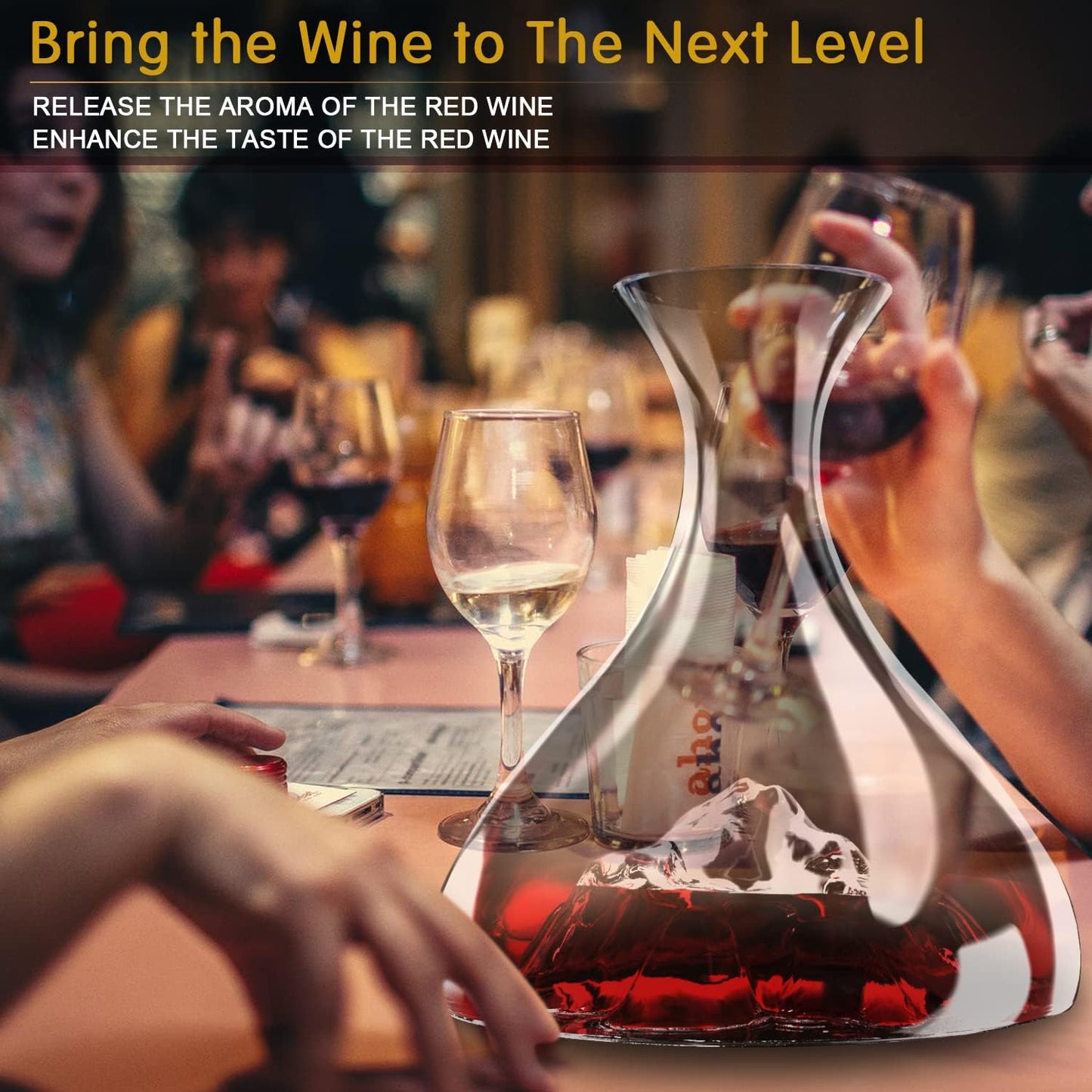 Iceberg Wine Decanter - Elevate Your Wine Experience with a Touch of Elegance 1800Ml Lead-Free Crystal Decanter, Hand Blown, Includes Cleaning Brush & Cork Stopper.