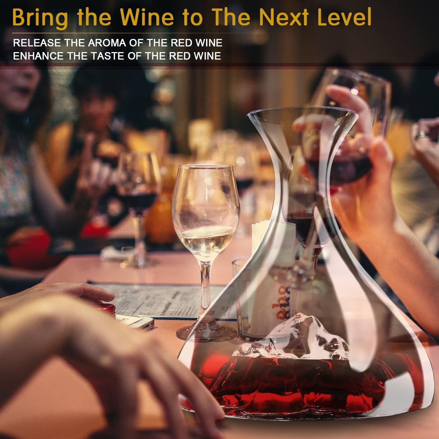 Iceberg Wine Decanter - Elevate Your Wine Experience with a Touch of Elegance 1800Ml Lead-Free Crystal Decanter, Hand Blown, Includes Cleaning Brush & Cork Stopper.