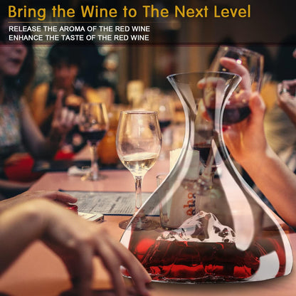 Iceberg Wine Decanter - Elevate Your Wine Experience with a Touch of Elegance 1800Ml Lead-Free Crystal Decanter, Hand Blown, Includes Cleaning Brush & Cork Stopper.