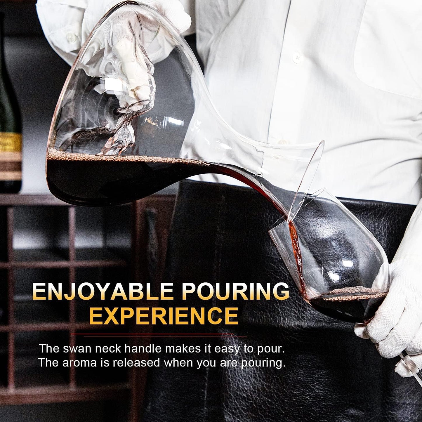 Iceberg Wine Decanter - Elevate Your Wine Experience with a Touch of Elegance 1800Ml Lead-Free Crystal Decanter, Hand Blown, Includes Cleaning Brush & Cork Stopper.