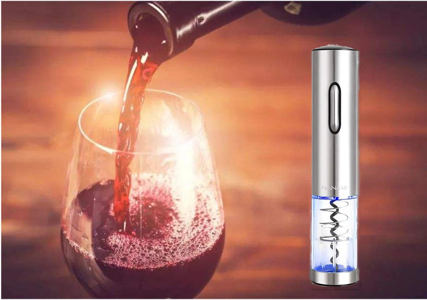 Electric Wine Opener, Automatic Electric Wine Bottle Corkscrew Opener with Foil Cutter, Stainless Steel Rechargeable Opener with Cutter for Home, Restaurant, Waiters, Bartenders and as Gift