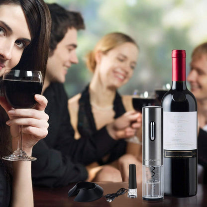 Electric Wine Opener, Automatic Electric Wine Bottle Corkscrew Opener with Foil Cutter, Stainless Steel Rechargeable Opener with Cutter for Home, Restaurant, Waiters, Bartenders and as Gift