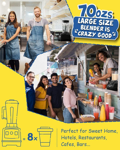 Professional Blender,1500 Watt Commercial Blenders for Kitchen with 70Oz Capacity and Self-Cleaning, Classic Blenders for Shakes and Smoothies, Build-In Pulse, YL-010-B