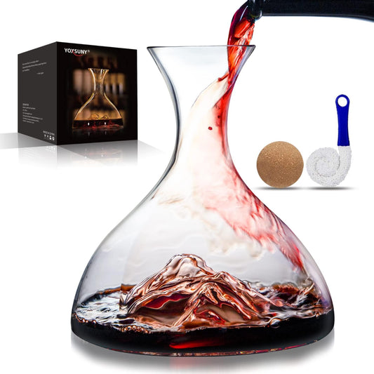 Iceberg Wine Decanter - Elevate Your Wine Experience with a Touch of Elegance 1800Ml Lead-Free Crystal Decanter, Hand Blown, Includes Cleaning Brush & Cork Stopper.