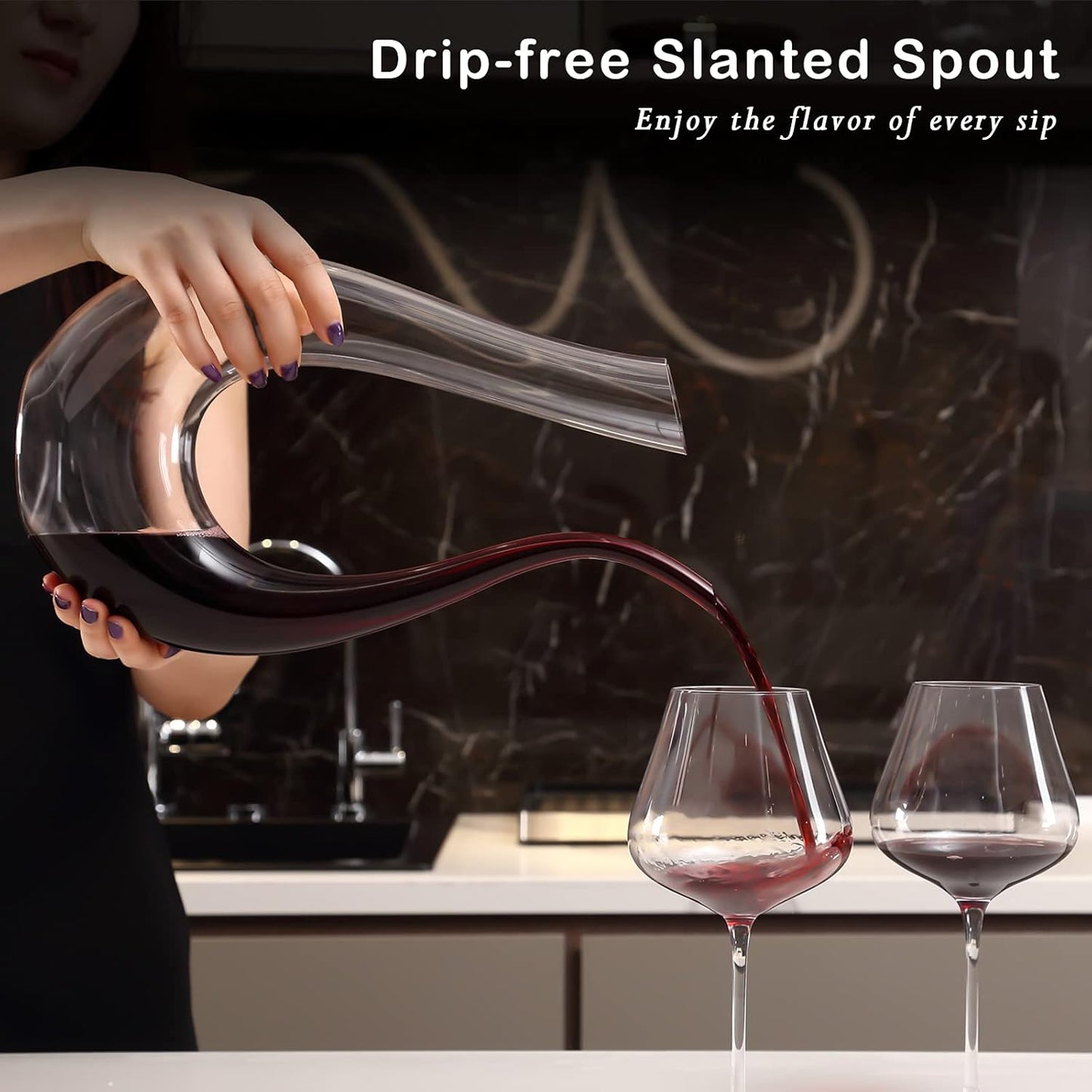 Wine Decanter by  - 50 OZ Crystal Red Wine Aerator Decanter,Wine Carafe for Home Bar,Unique Wedding Gifts and Birthday Gifts for Women