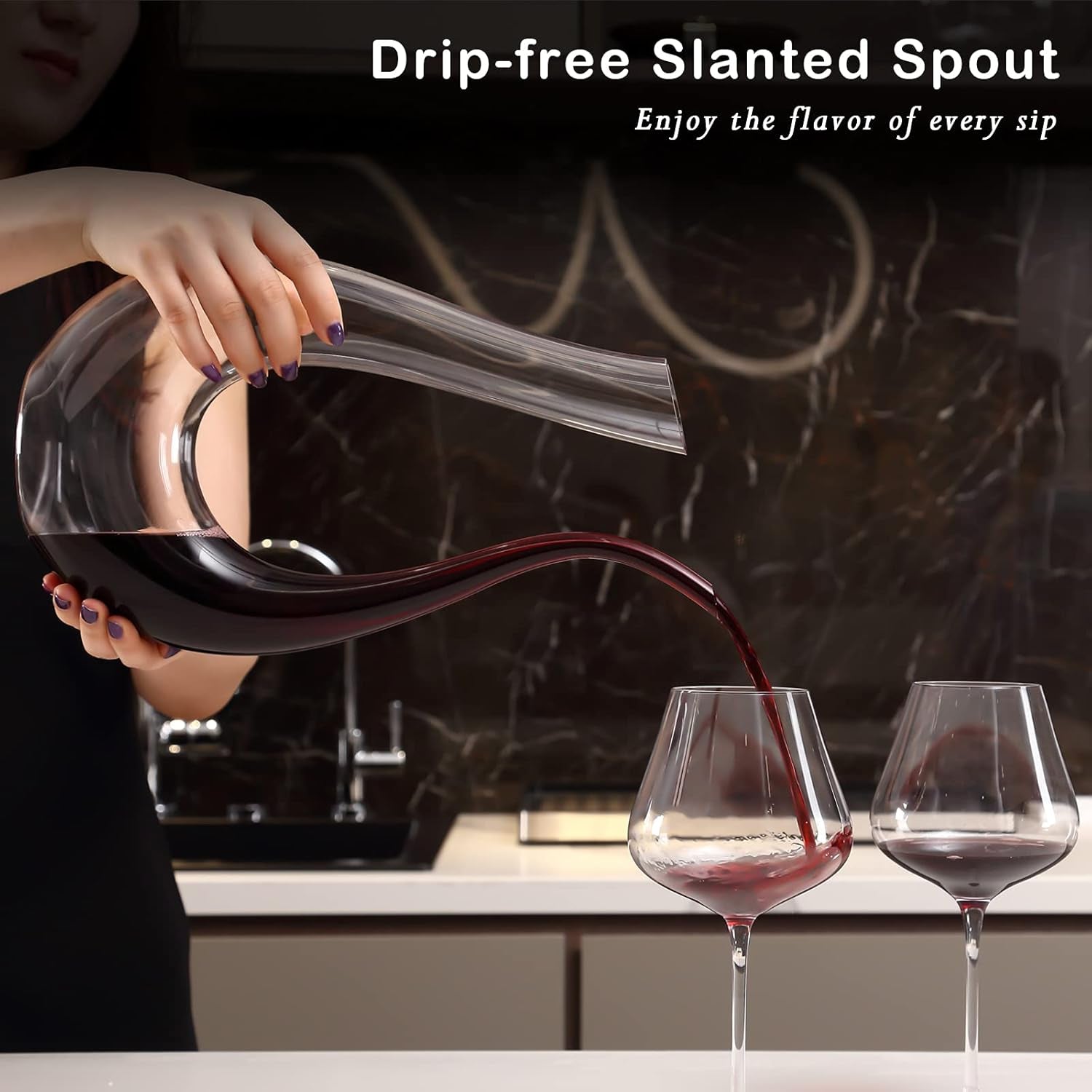 Wine Decanter by  - 50 OZ Crystal Red Wine Aerator Decanter,Wine Carafe for Home Bar,Unique Wedding Gifts and Birthday Gifts for Women