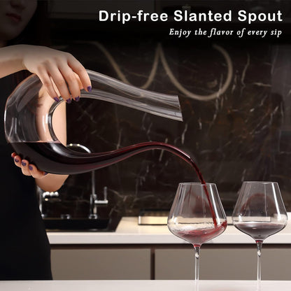 Wine Decanter by  - 50 OZ Crystal Red Wine Aerator Decanter,Wine Carafe for Home Bar,Unique Wedding Gifts and Birthday Gifts for Women