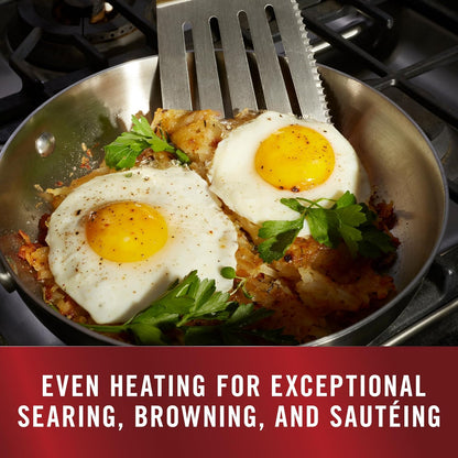 Stainless Steel Kitchen Cookware, 11-Piece Pots and Pans Set with Stay-Cool Handles, Dishwasher & Oven Safe, Silver