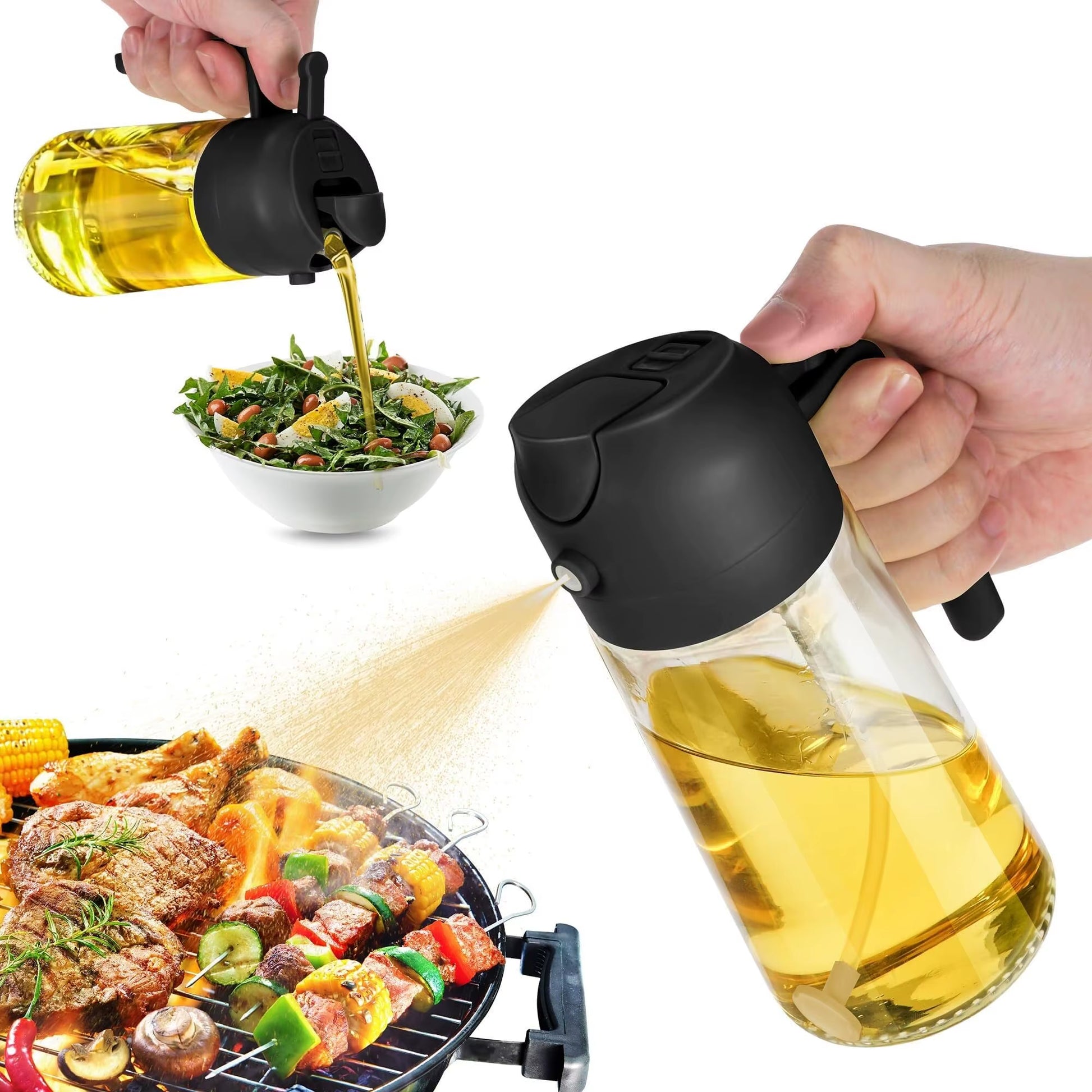 Multifunctional Oil Bottle 2-In-1 Sprayer Cooking Barbecue Oil Dispenser Baking Kitchen Cooking Oil Storage Tank