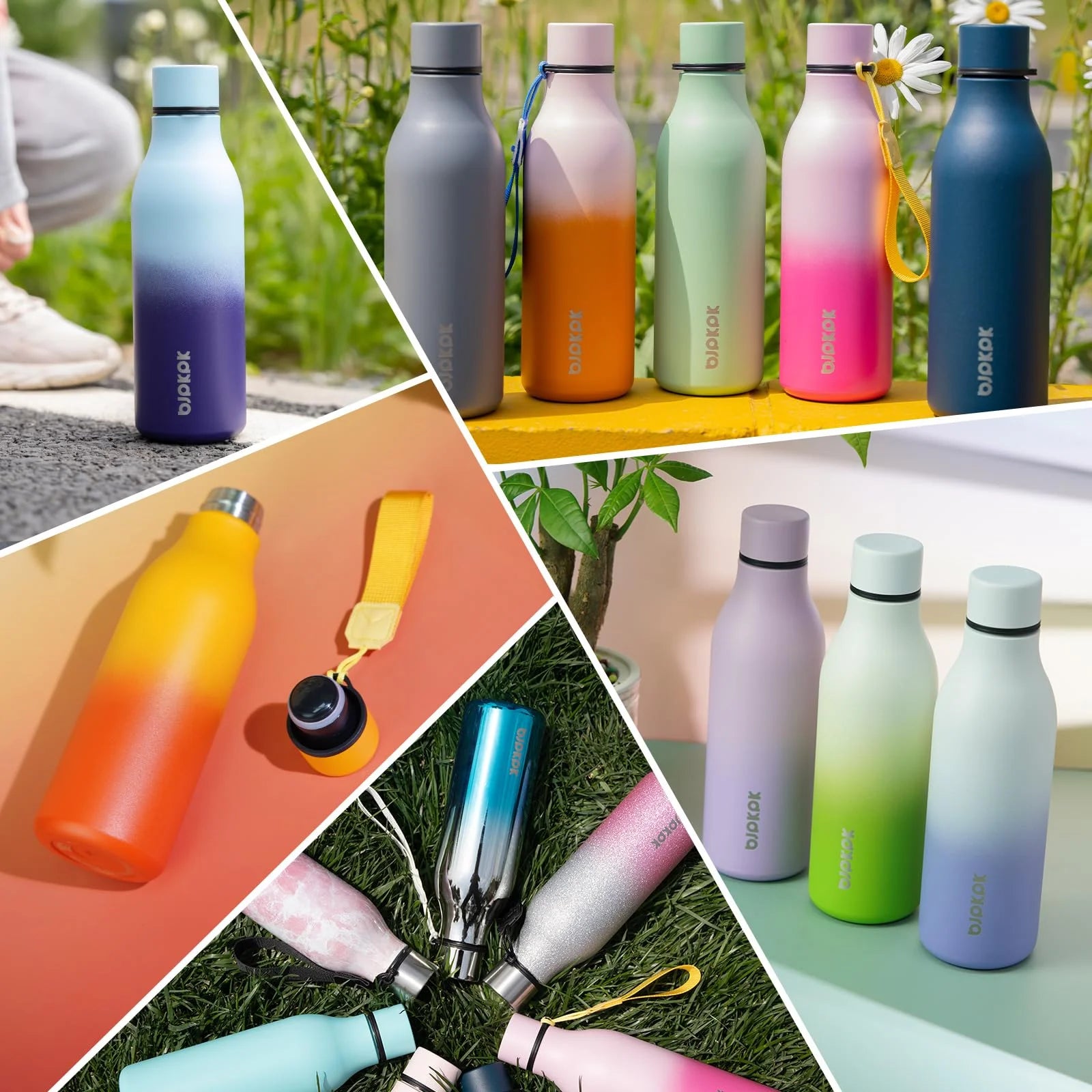 Insulated Water Bottles with Strap,18Oz Stainless Steel Metal Flask,Indigo Black