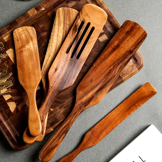 1-10 PC Wooden Cooking Spoons Smooth Teak Wooden Cooking Utensils Non-Stick Wooden Cooking Utensils – Wooden Spoons Set