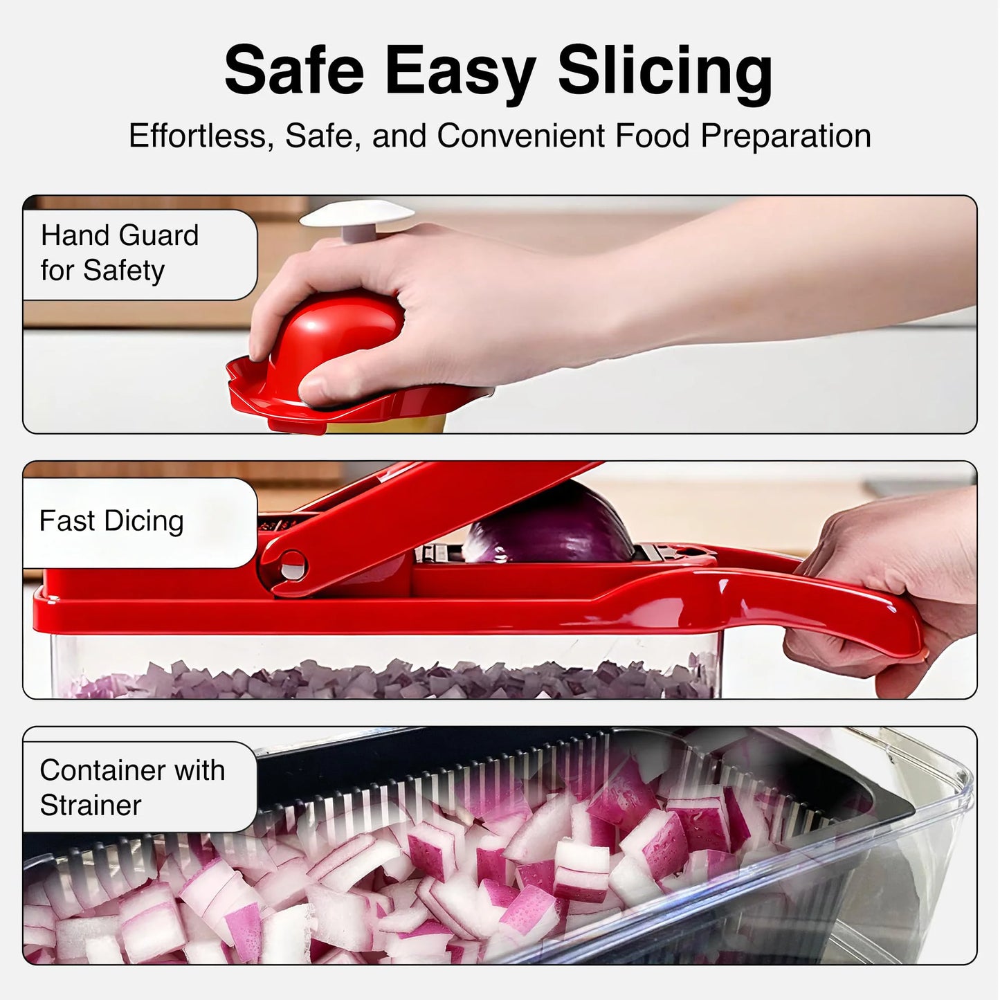 Vegetable Chopper Slicer Onion Dicer, Multi 22-In-1 Veggie Mandoline Food Cutter for Tomato Fruit with Lemon Squeezer, E-Recipe, 11 Blades, Egg Separator & Slicer, Container