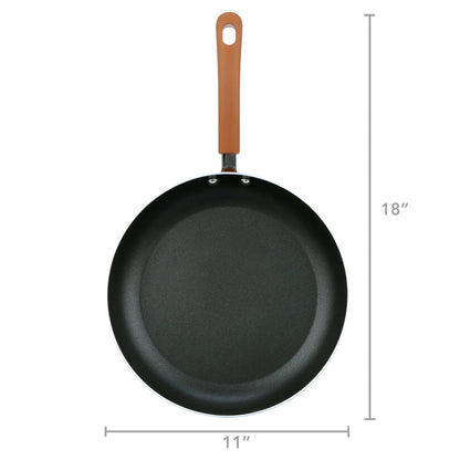 17 Piece Non-Stick Cookware Set, Pots & Pans with Foldable Knob, Space Saving, Stackable, Nylon Tools Set, Induction Base, Brown