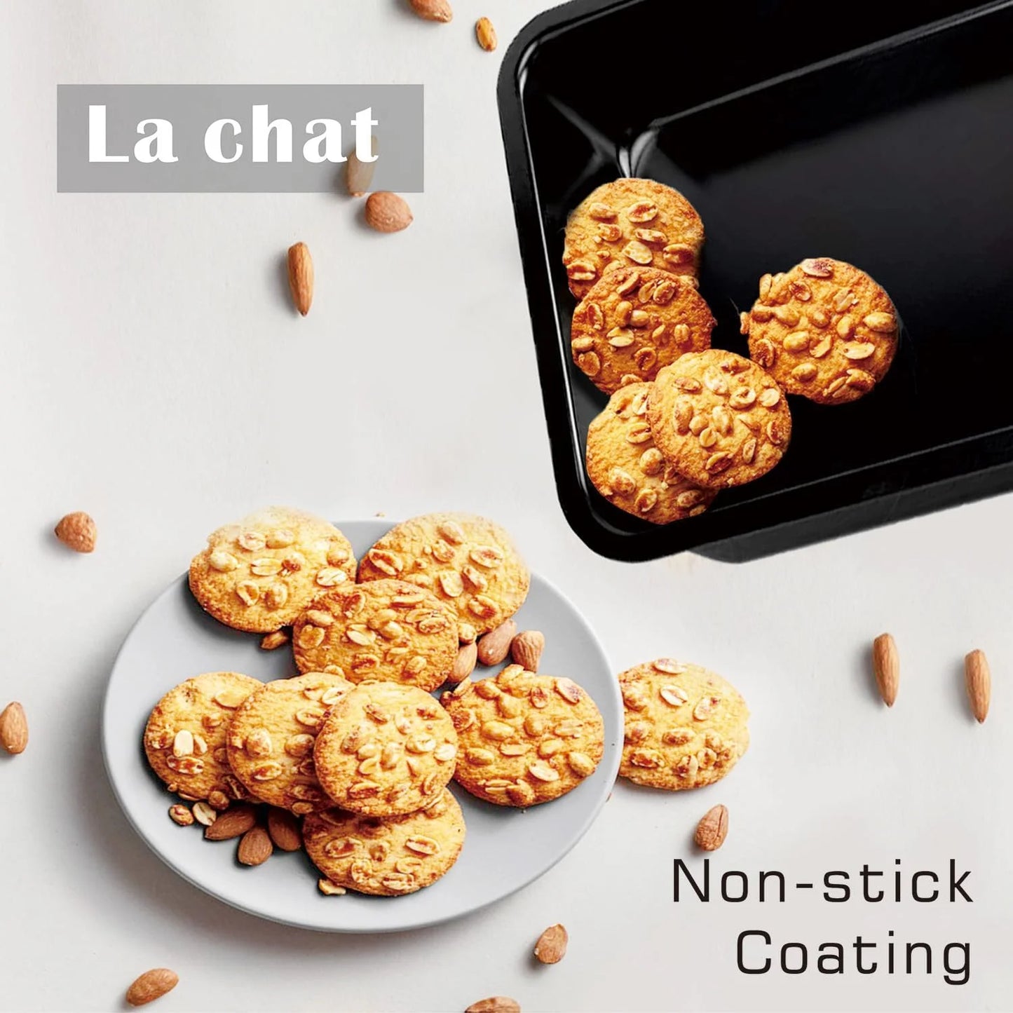 6 Pieces Bakeware Sets, Baking Pans Set, Nonstick Oven Pan for Kitchen with Wider Grips with Square Cake Pan, Loaf Pan, Muffin Pan, Cookie Sheet, 2 Pizza Pans