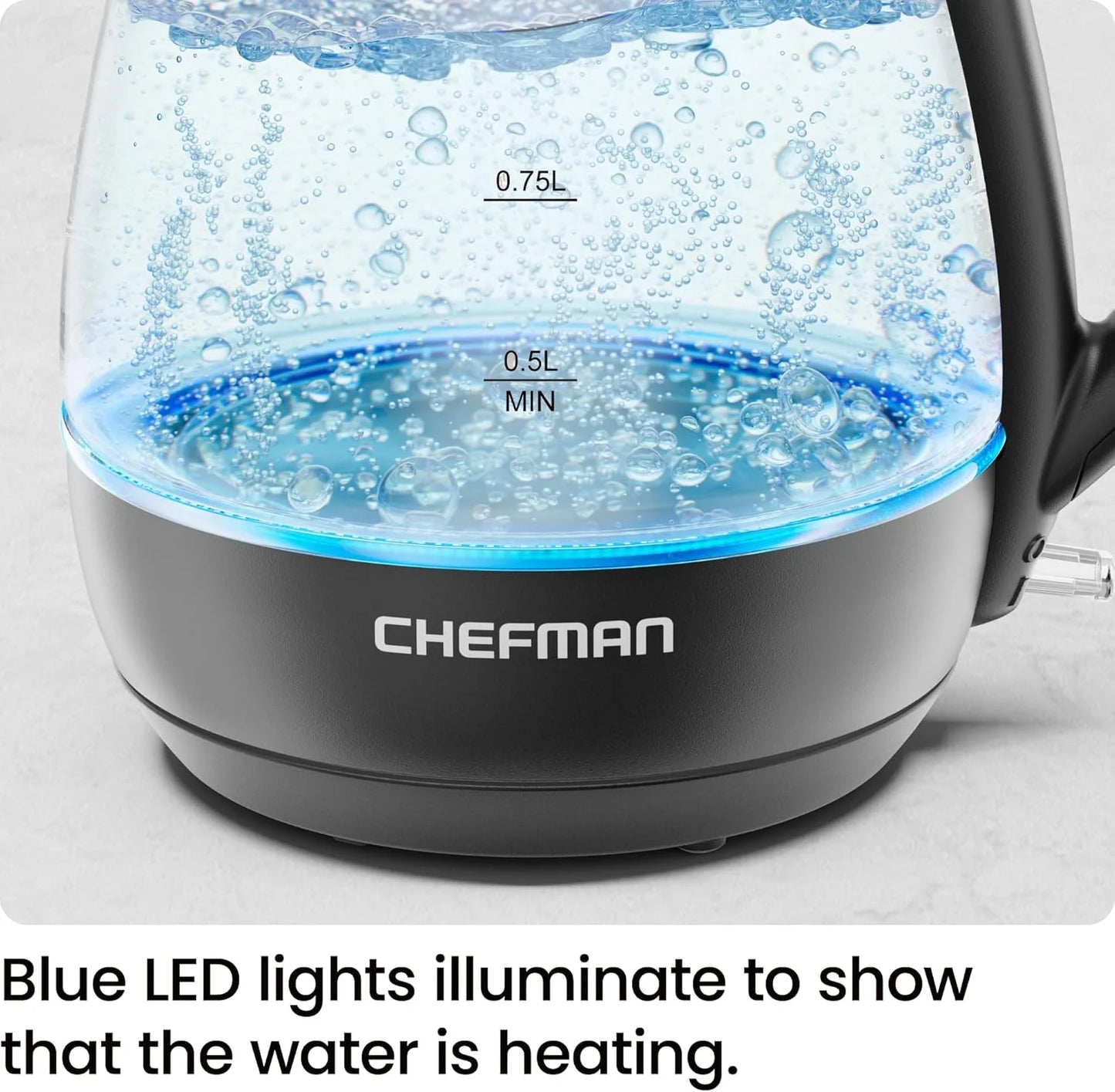 1L Electric Glass Kettle W/ LED Indicator Light, Automatic Shutoff - Black