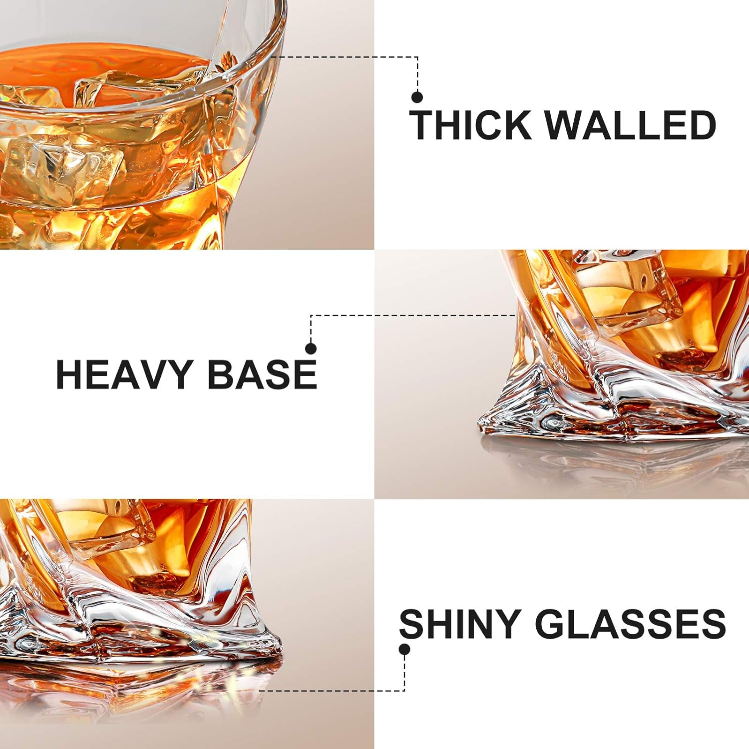 Whiskey Glasses Set of 6, Old Fashioned Glasses with Luxury Box, Premium 11 OZ Crystal Glasses for Whiskey Lovers, Rocks Glasses for Bourbon, Scotch, Cocktail, Liquor, and Rum Drinks - Twist
