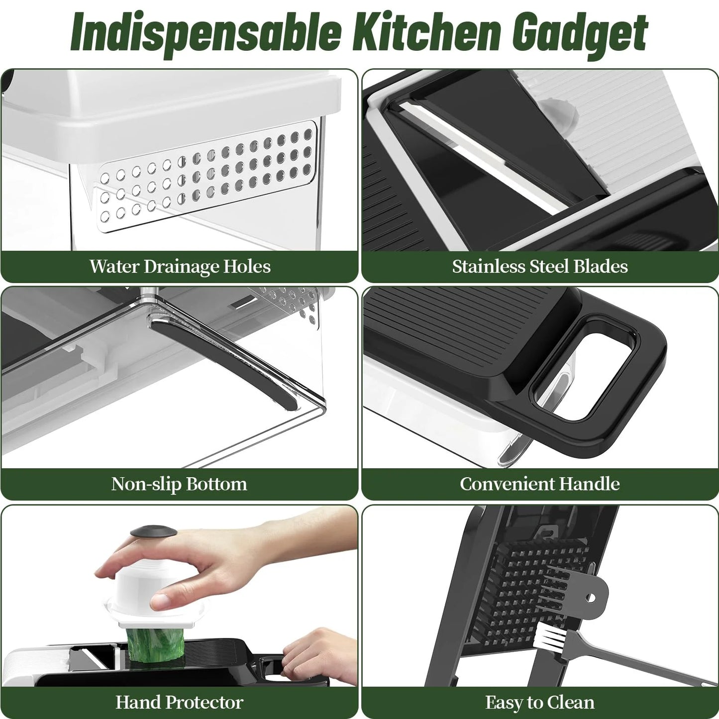 10-In-1, 8 Blade Vegetable Chopper, Mandoline Slicer, Food Chopper with Container, Fruit Slicer, Kitchen Gadgets & Accessories, Home Essentials