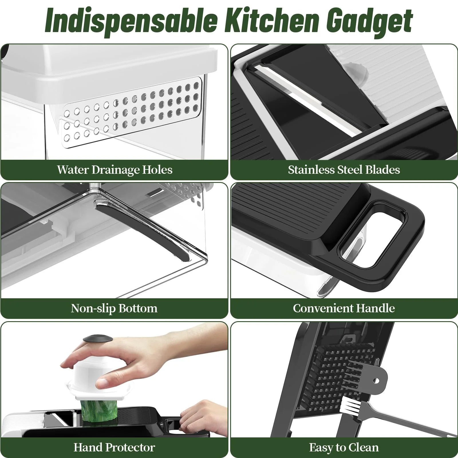 10-In-1, 8 Blade Vegetable Chopper, Mandoline Slicer, Food Chopper with Container, Fruit Slicer, Kitchen Gadgets & Accessories, Home Essentials