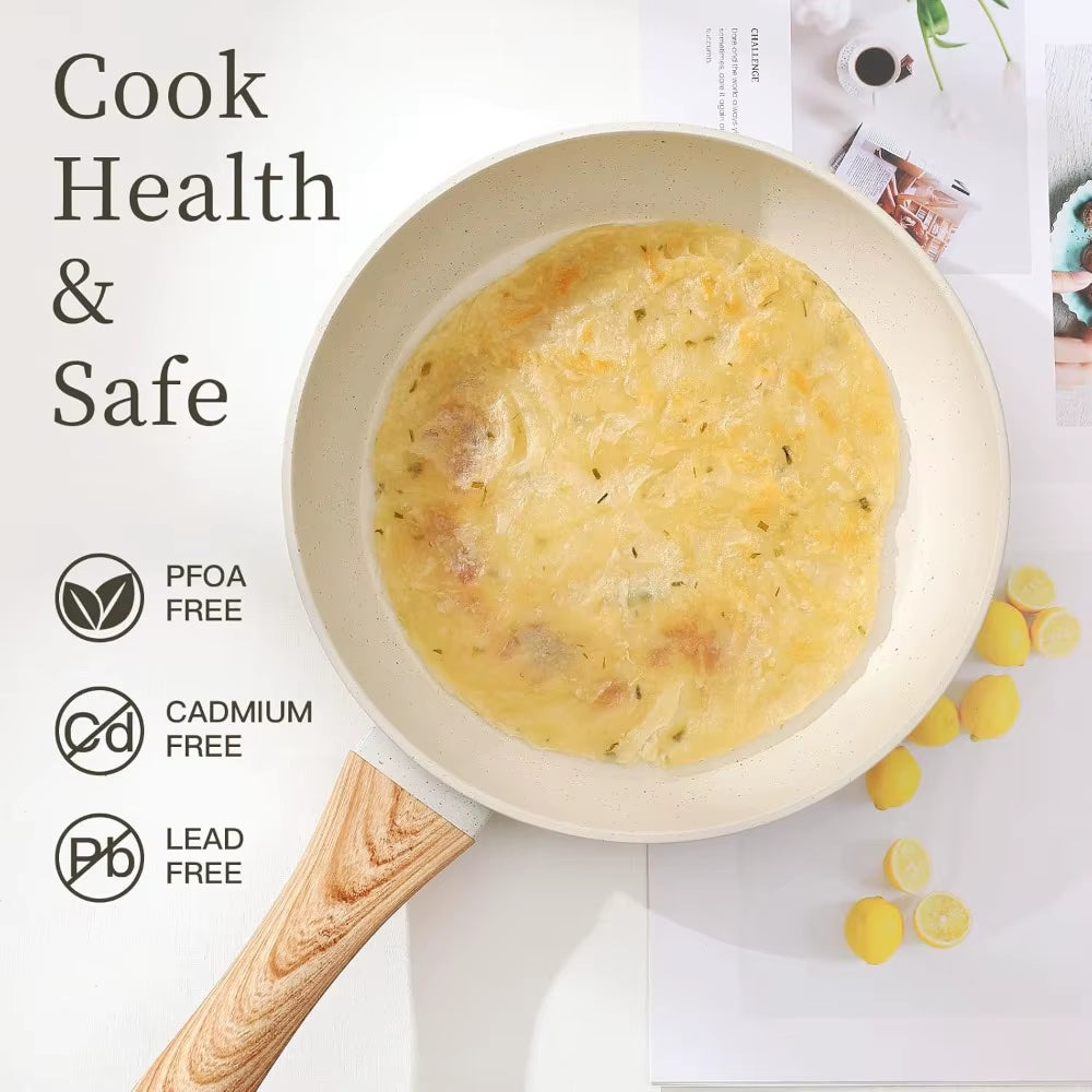 HOME 16PCS Pots and Pans Set Non Stick Cookware Set Nonstick with Cooking Set (White, 16Pieces)