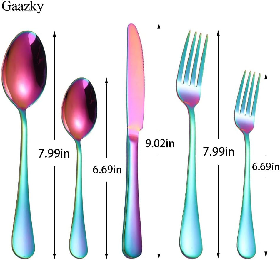 20 Pcs Rainbow Silverware Set Service for 4,Premium Colorful Stainless Steel Flatware Set,Mirror Polished Cutlery Eating Utensil Set,Include Fork Knife Spoon Set,Dishwasher Safe