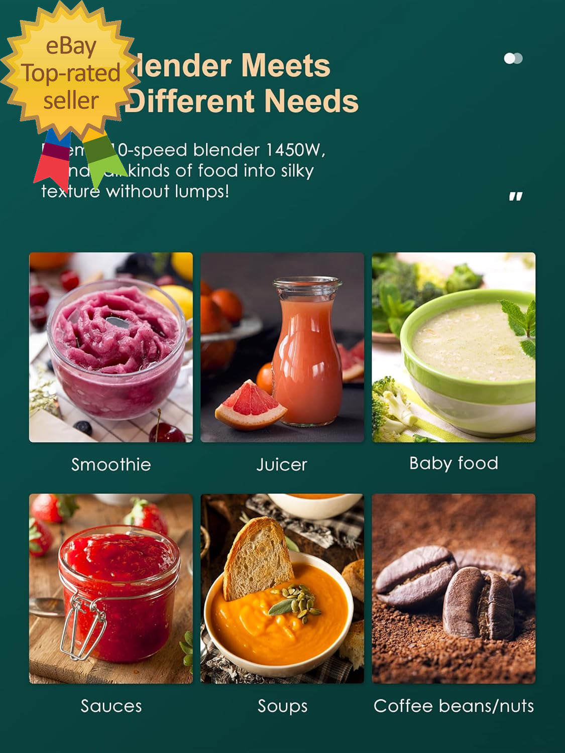 Counter Blender Smoothie Maker, 1450W Professional High Speed Blenders