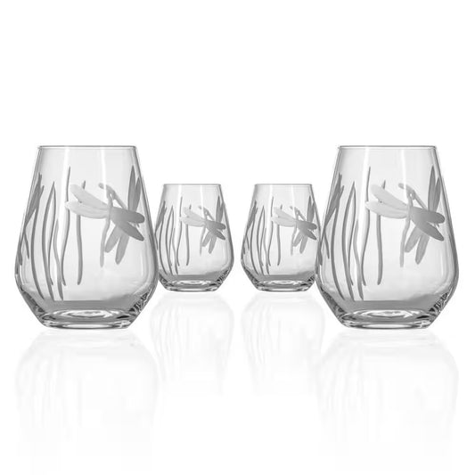 Dragonfly 18 Oz. Stemless Wine Tumbler Glasses - Set of 4