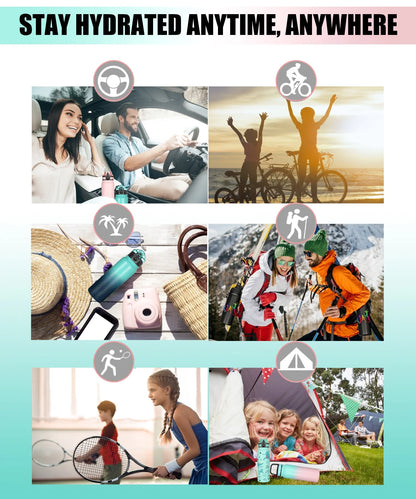 Insulated 20Oz Stainless Steel Water Bottles with 3 Lids & Straw