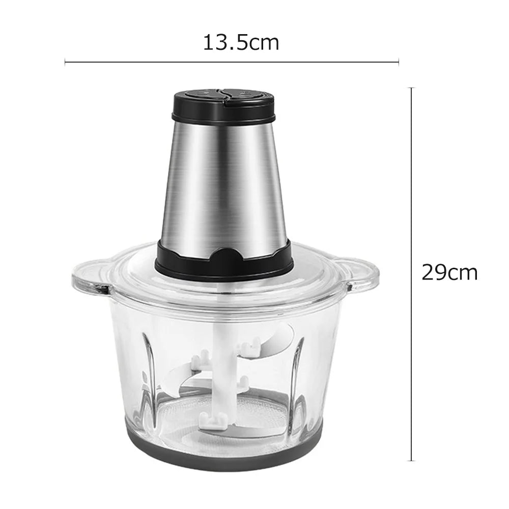 Electric Food Grinder 8Cup Large Household Capacity Stainless Steel 2 Gears 250W High Power Kitchen Cooker Blender