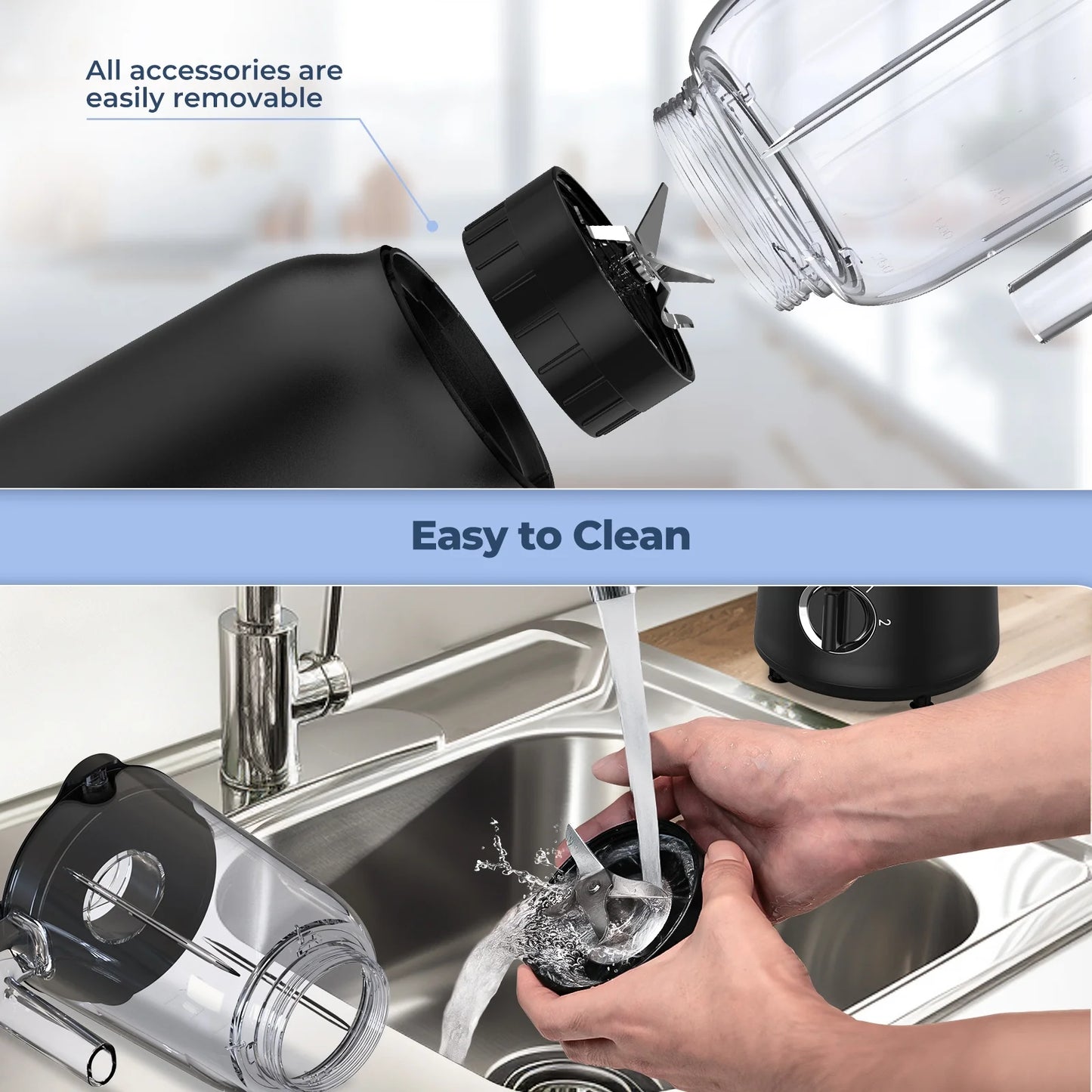 3-In-1 Countertop Blender for Shakes, Meat Chopper, Coffee Grinder, 500 Watts, 50Oz. Blending Jar, Smoothie Blender with 2 Speeds and Pulse