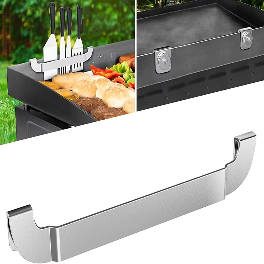 Magnetic Design Spatula Holder Stainless Steel Silvery Griddle Spatula Holder 10 Inch Stainless Steel Grill Barbecue Tool Rack