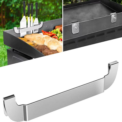 Magnetic Design Spatula Holder Stainless Steel Silvery Griddle Spatula Holder 10 Inch Stainless Steel Grill Barbecue Tool Rack