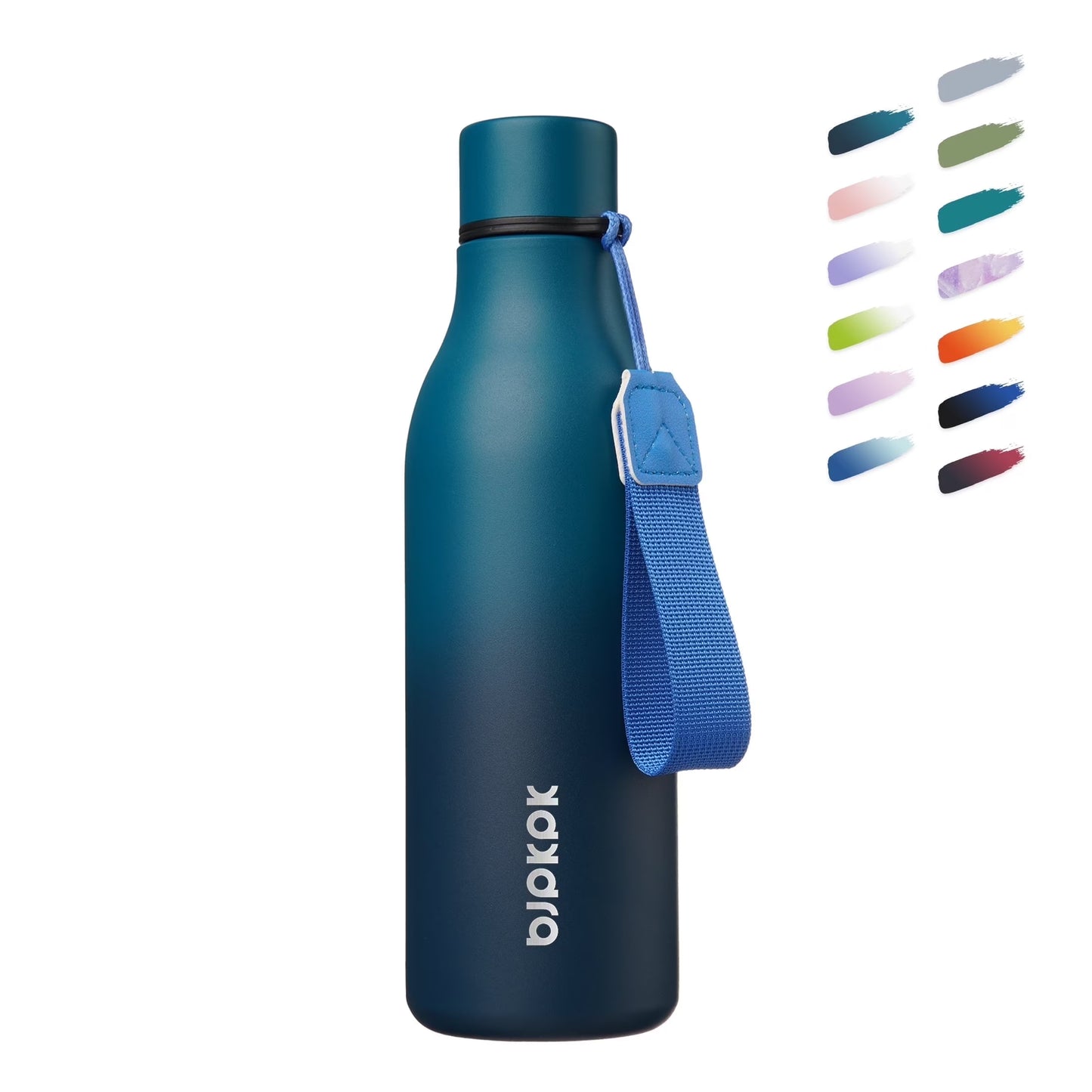 Insulated Water Bottles with Strap,18Oz Stainless Steel Metal Flask,Indigo Black