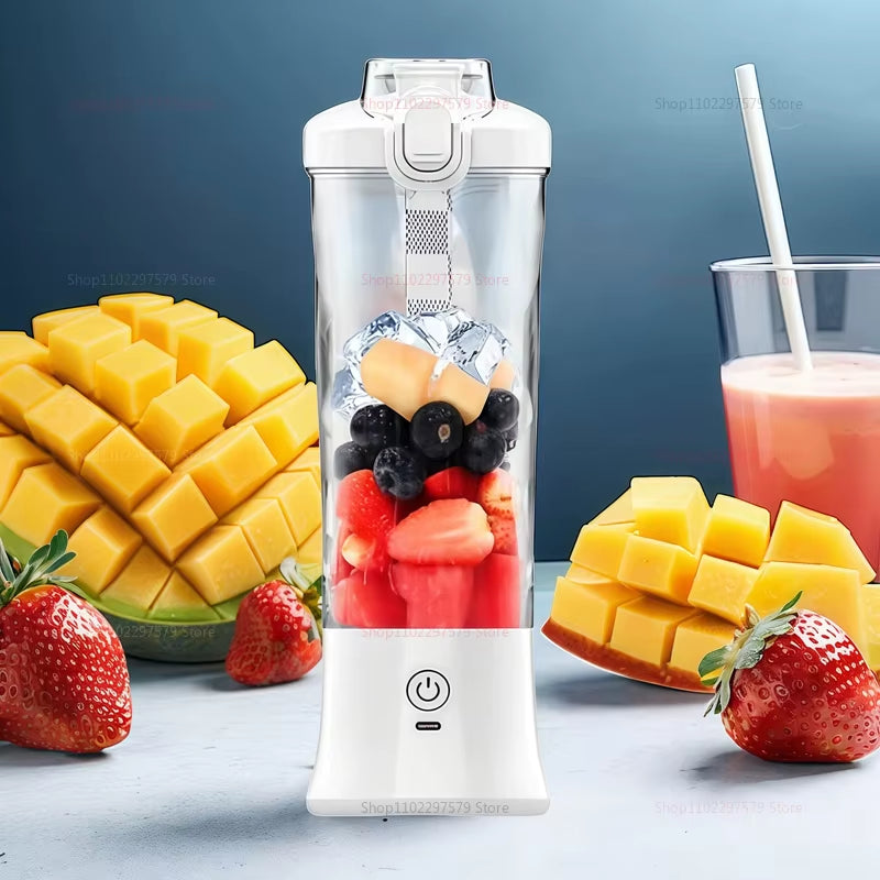 Portable Multifunction Mixer USB Rechargeable Electric Juicer 600Ml Quick Crushing Mixer 2000Mah for Milkshakes and Juice