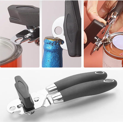 Manual Can Opener, Handheld Comfortable Grip, Multifunction Professional Opener for Beer/Tin/Bottle